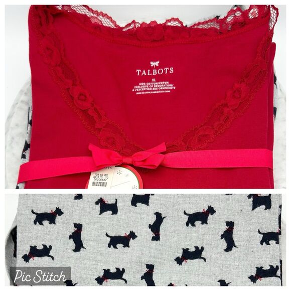 Talbots Other - NWT Talbots Pajama Set XL Scottish Terrier Dog Print Red Gray Great Gift Cotton